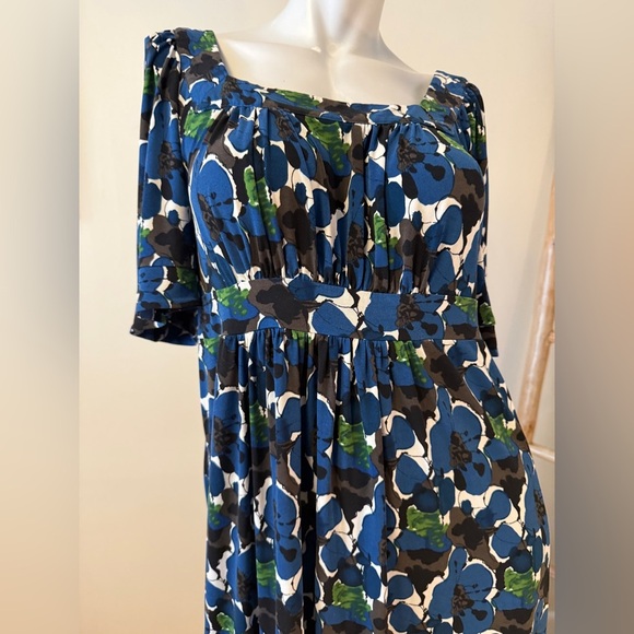 Saks Fifth Avenue Floral Print Midi Short Sleeve Dress Small - Picture 2 of 8